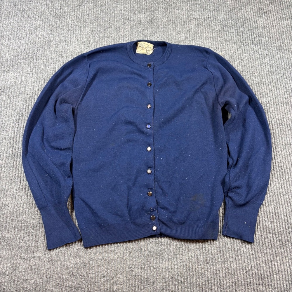 Vintage Alice Kaye‎ Ban-Lon Navy Cardigan Patch Small 50s Auburn Tigers